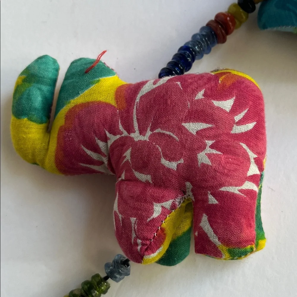 Elephant Garland World Market Handcrafted Fabric Beads Bell - Picture 4 of 10